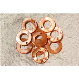 10st - Paarlemoer Hangers Bedels Cirkels 25mm Oranje 4558550019103