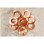 10pc - Breloques Pendentifs Nacre Cercles 25mm Orange   4558550019103