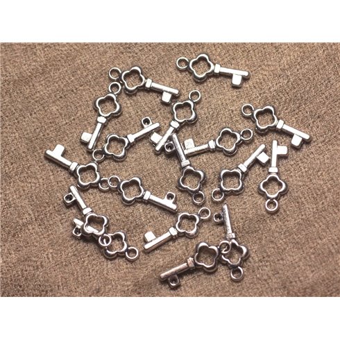 20pc - Breloques Pendentifs Clefs Métal Argenté 22mm   4558550019127