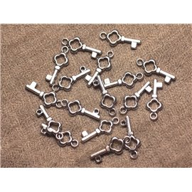 20pc - Key Pendants Charms Silver Plated 22mm 4558550019127