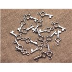 20pc - Breloques Pendentifs Clefs Métal Argenté 22mm   4558550019127