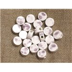 10pc - Perles Céramique Porcelaine Blanc et Mauve 8x4mm   4558550019134