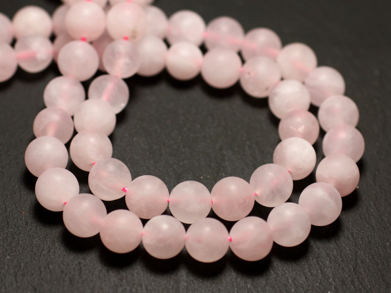10pc - Perles de Pierre - Quartz Rose Mat sablé givré Boules 8mm - 4558550019158 