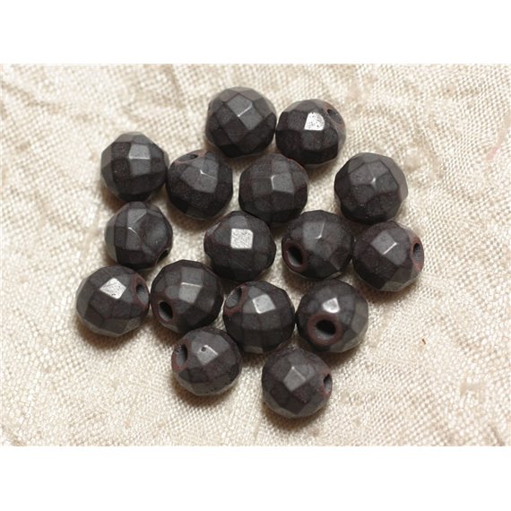 4pc - Perles de Pierre Perçage 2.5mm - Hématite Mat Boules Facettées 10mm -  4558550019264