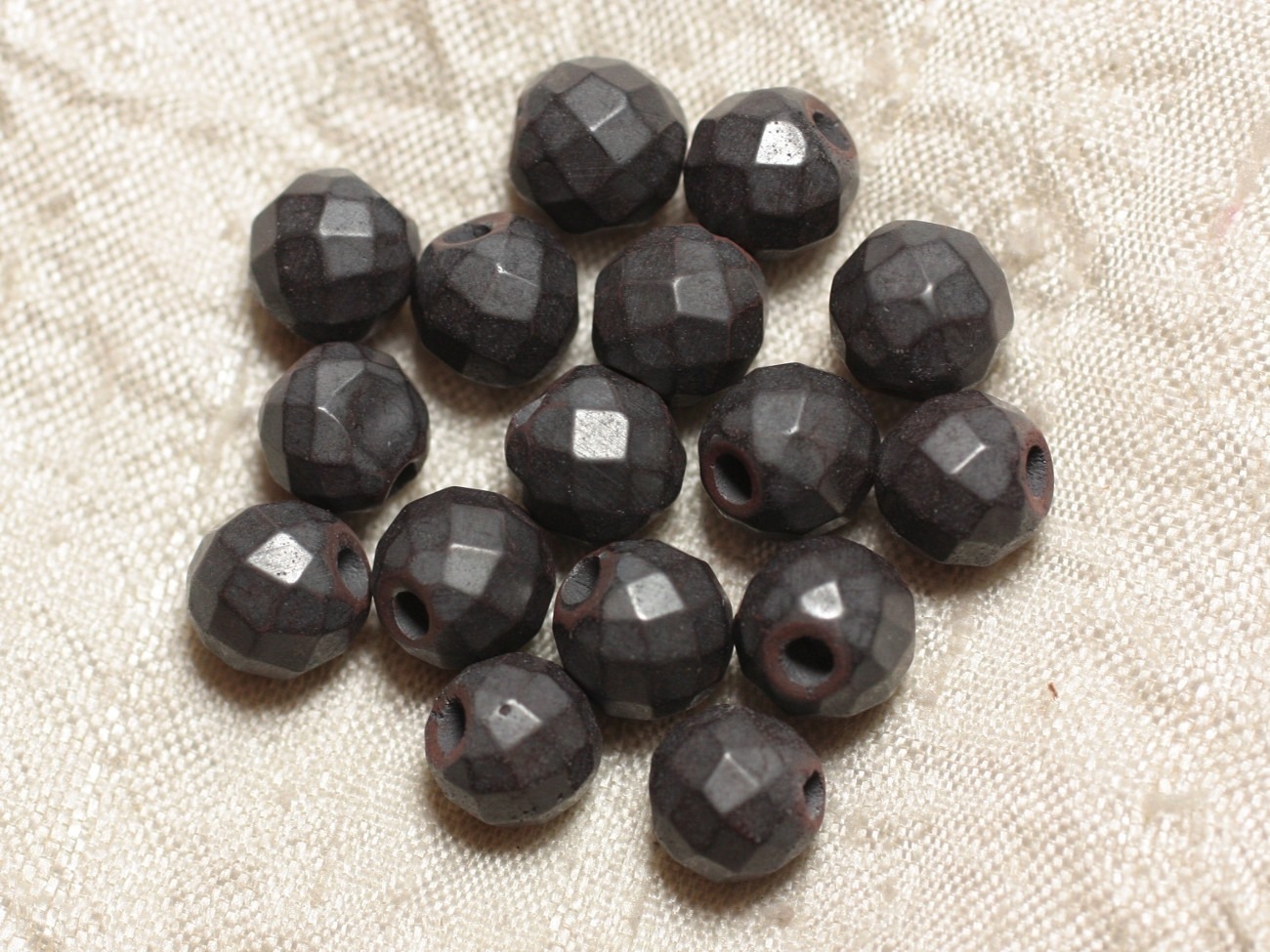 4pc - Perles de Pierre Perçage 2.5mm - Hématite Mat Boules Facettées 10mm -  4558550019264