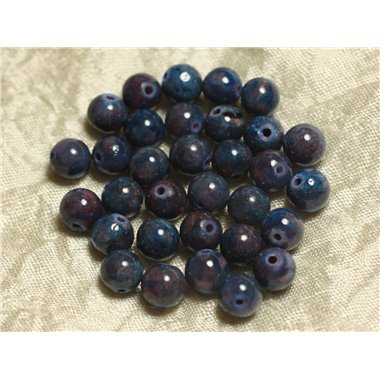 10pc - Perles de Pierre - Jade Bleu et Prune Boules 8mm   4558550019301
