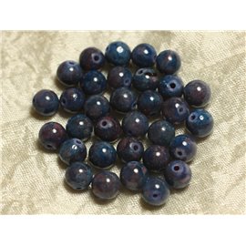 10pc - Stone Beads - Blue Jade and Plum 8mm Balls 4558550019301