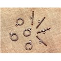 10pc - Fermoirs Toggle T Métal Cuivre Rond 13mm   4558550019332