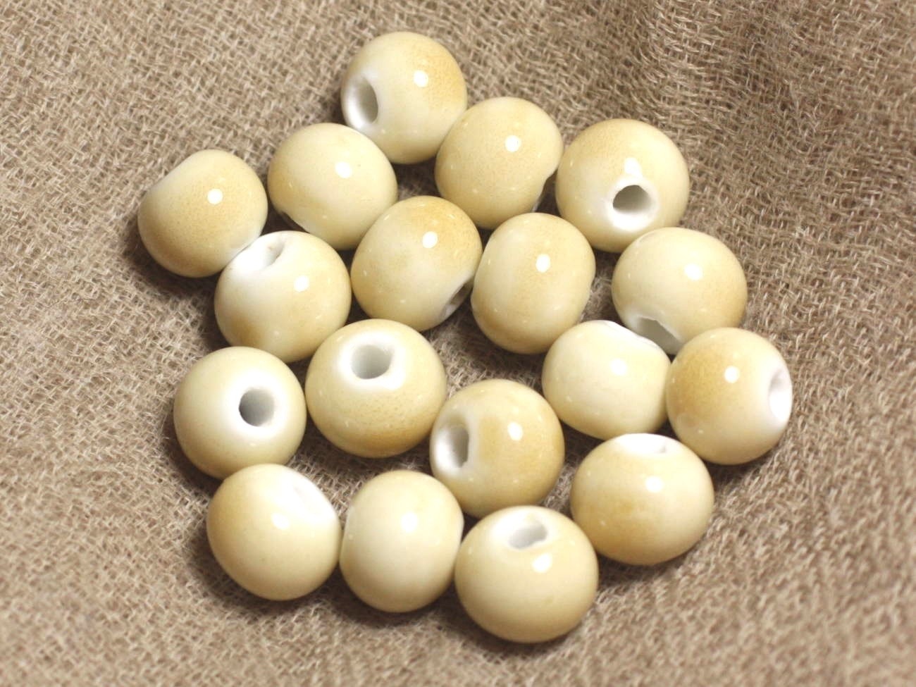 10pc - Perles Céramique Porcelaine - Boules 10mm Jaune clair   4558550019370