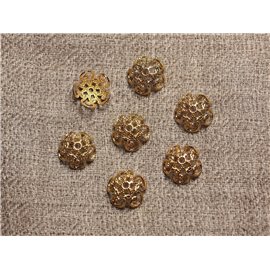 20pc - Apprets Coupelles Métal or doré Fleurs Spirales ajouré 10x5mm - 4558550019394