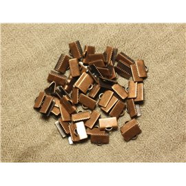 20pc - Apprets Accessoires Embouts à rabattre griffes Métal couleur cuivre sans nickel 10x6mm - 4558550019479