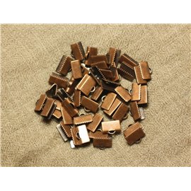 10pc - Leather and metal fabric caps 10x6mm 4558550019479