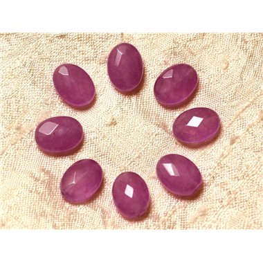 2pc - Perles de Pierre - Jade Ovales Facettés 14x10mm Violet Rose  4558550019486 