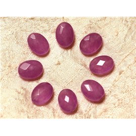 2Stk - Steinperlen - Ja2pc - Steinperlen - Facettiert Oval Jade 14x10mm Lila Pink Lila - 4558550019486