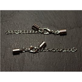 5pc - Ends and Chain Clasp in Silver Rhodium Metal 4.5mm 4558550019547