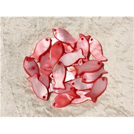 5Stk - Charms Anhänger Perlmutt Rot Pink Fische 23mm 4558550019561