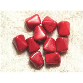 10pc - Perles Pierre Turquoise synthese Nuggets Rectangles Triangles Facettés 12mm Rouge Cerise - 4558550019585