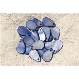 10st - Pearl Charms Hangers Parelmoer Druppels 20x12mm Blauw 4558550019622