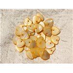 10pc - Breloques Pendentifs Nacre Coeurs 11mm Jaune   4558550019653