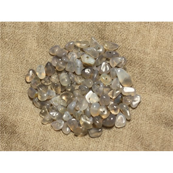 30pc - Perles de Pierre - Rocailles Chips Agate Grise 5-12mm   4558550019684