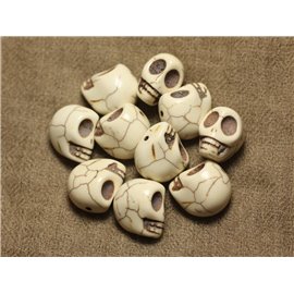 5pc - Synthetic Turquoise Skull Beads 18mm Cream white - 4558550019776 