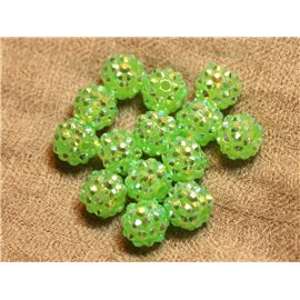 5pc - Cuentas Shamballas Resina 12x10mm Verde Transparente 4558550019806