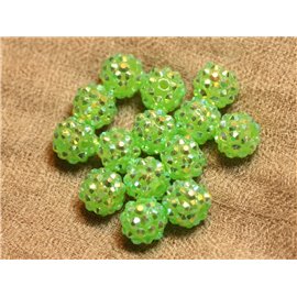5pc - Shamballas Beads Resin 12x10mm Transparent Green 4558550019806