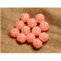 5pc - Perles Shamballas Résine 12x10mm Rose Saumon   4558550019851