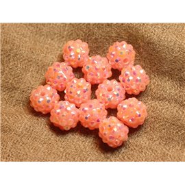 5pc - Cuentas Shamballas Resina 12x10mm Rosa Salmón 4558550019851