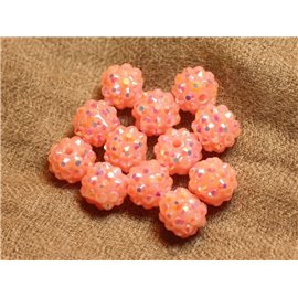 5pc - Shamballas Beads Resin 12x10mm Salmon Pink 4558550019851
