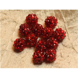 5pc - Shamballas Beads Resin 12x10mm Red 4558550019868