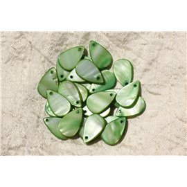 10pc - Mother of Pearl Pendant Charms 19mm Green 4558550019912