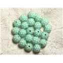 5pc - Perles Shamballas Résine 12x10mm Vert Turquoise et transparent  4558550009425 