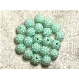 5st - Shamballas kralen Resin 12x10mm Groen Turquoise en transparant 4558550009425 