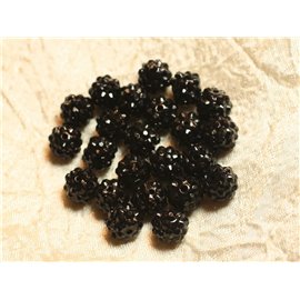 5pc - Shamballas Beads Resin 12x10mm Black 4558550019967