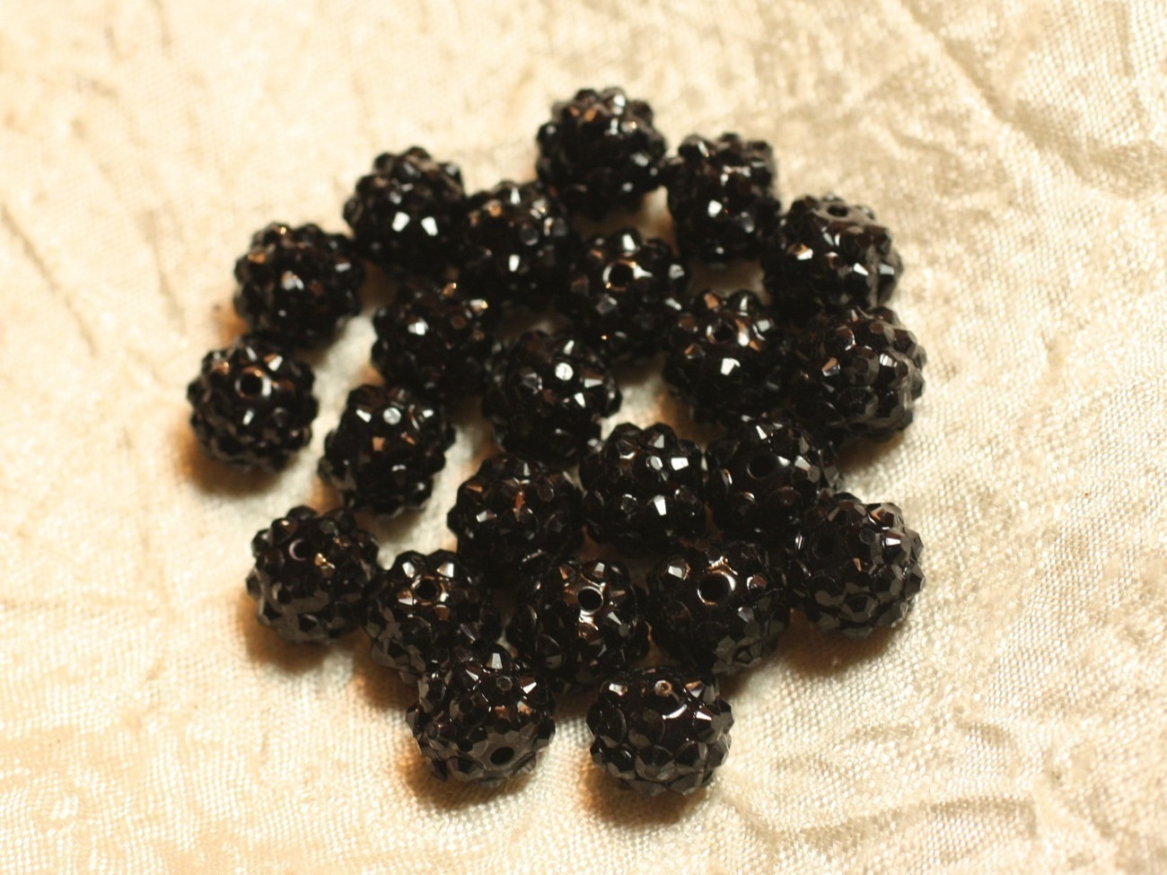 5pc - Perles Shamballas Résine 12x10mm Noir   4558550019967