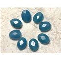 2pc - Perles de Pierre - Jade Ovales Facettés 14x10mm Bleu   4558550019998 