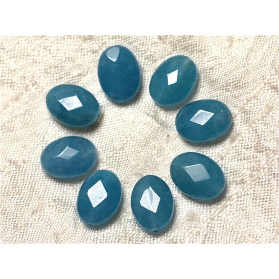 2pc - Perles de Pierre - Jade Ovales Facettés 14x10mm Bleu Azur - 4558550019998