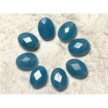2pc - Perles de Pierre - Jade Ovales Facettés 14x10mm Bleu   4558550019998 