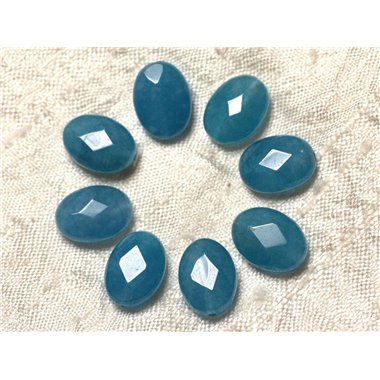 2pc - Perles de Pierre - Jade Ovales Facettés 14x10mm Bleu   4558550019998 