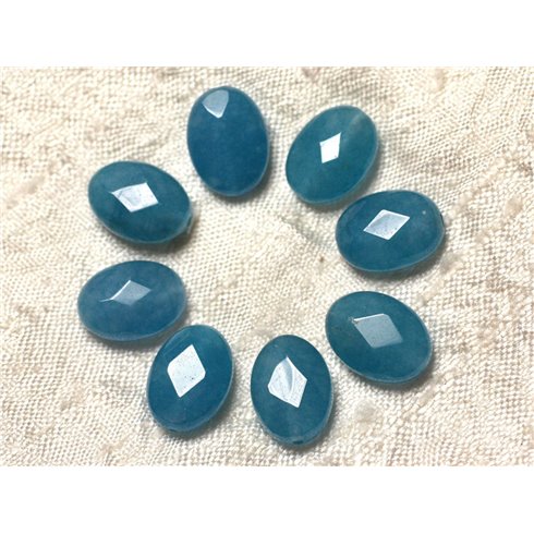 2pc - Perles de Pierre - Jade Ovales Facettés 14x10mm Bleu Azur - 4558550019998