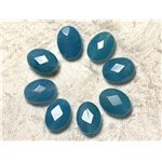 2pc - Perles de Pierre - Jade Ovales Facettés 14x10mm Bleu   4558550019998 