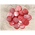 10pc - Perles Nacre Palets 15mm Rose Corail Pêche   4558550020048