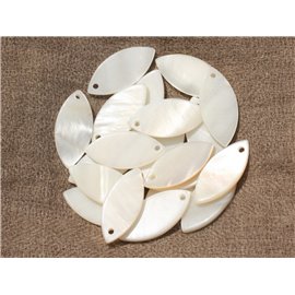 8pc - Abalorios colgantes marquesa de nácar blanco 26x12mm 4558550020055 