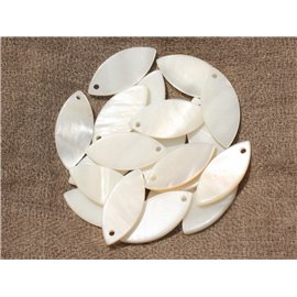 8pc - White Mother of Pearl Marquise Pendant Charms Beads 26x12mm 4558550020055 