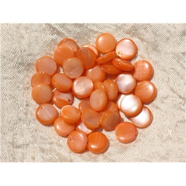 20pc - Perles Nacre Palets 10mm Orange   4558550020079 