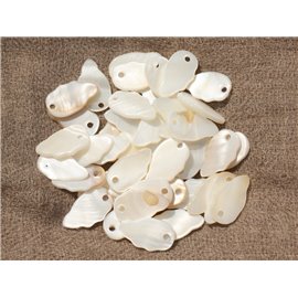 10pc - White Mother of Pearl Pendants Charms Leaves or Wings 16mm 4558550020109
