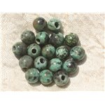 2pc - Perles de Pierre Perçage 2.5mm - Turquoise Afrique 8mm   4558550020123