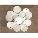 10pc - Perles Breloques Pendentifs Nacre Ronds 20mm Blanc - 4558550020130