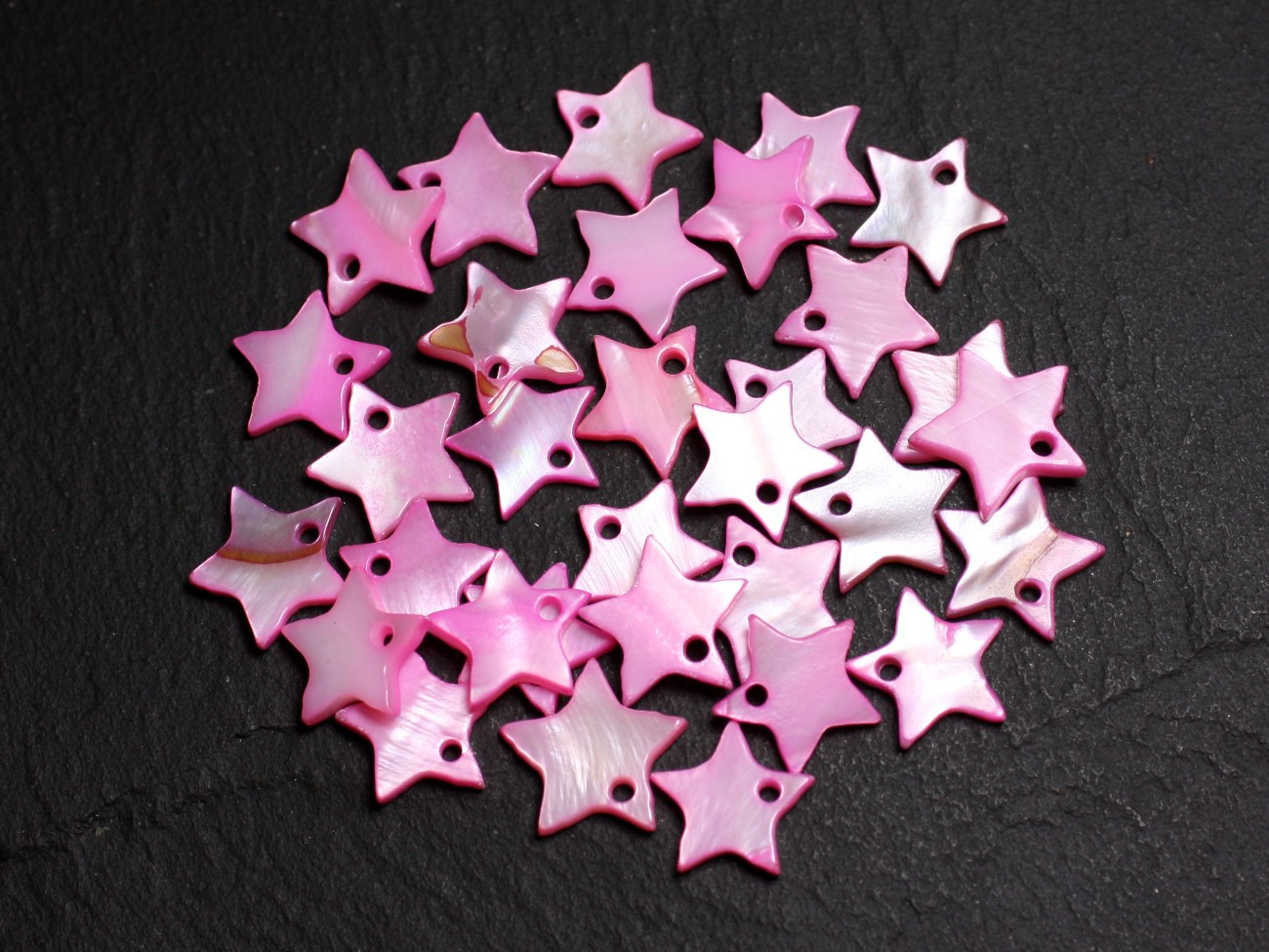 10pc - Breloques Pendentifs Nacre Roses Etoiles 12mm   4558550020185